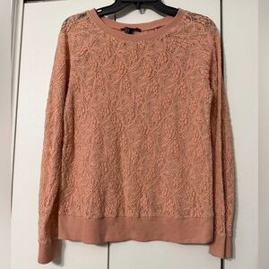 Forever 21 Peach Lace Long Sleeve Shirt